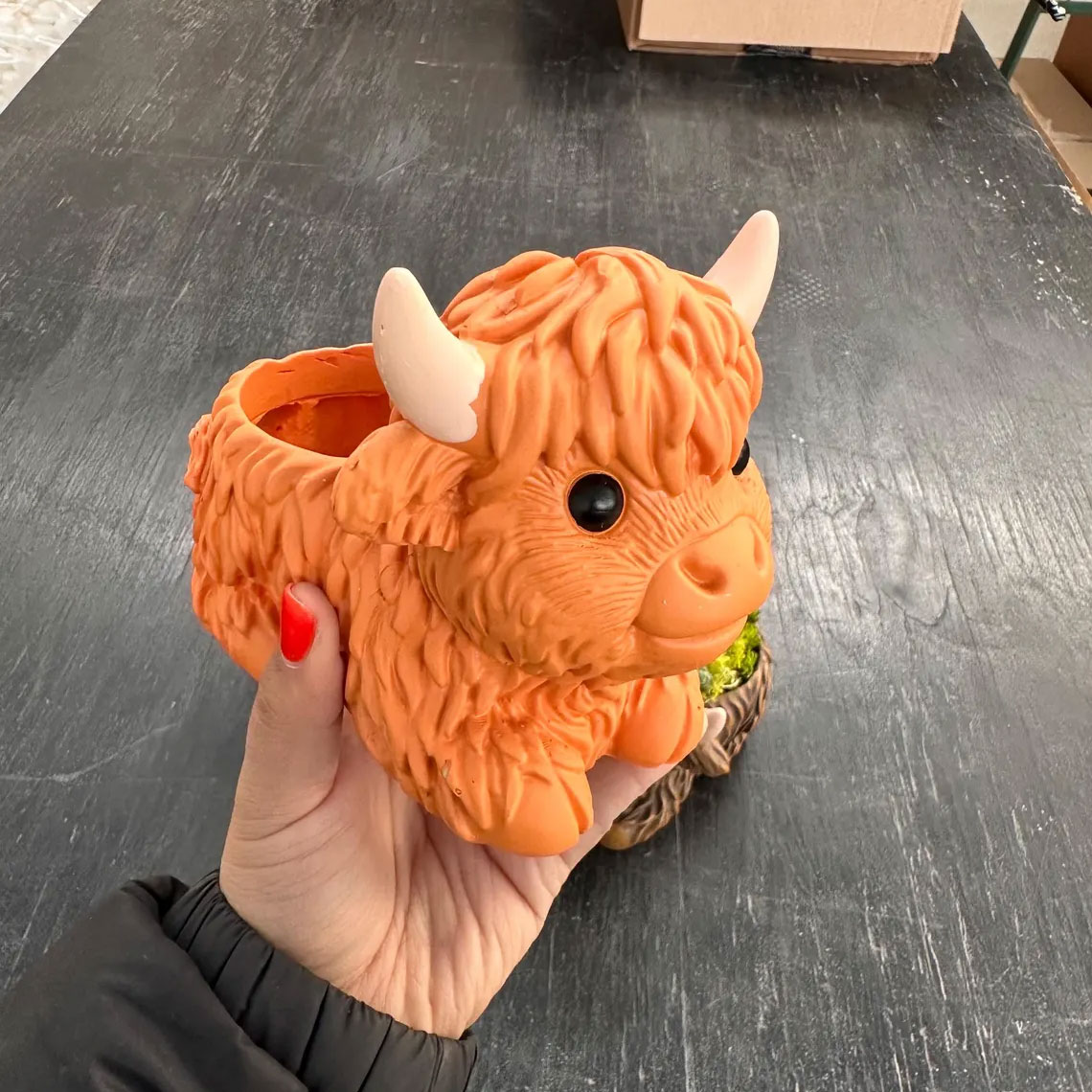 Mini Highland Cow Succulent Pot