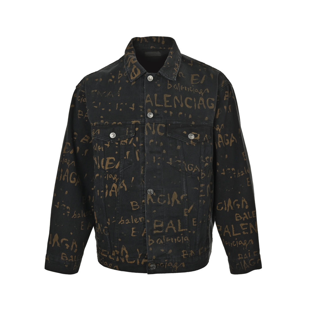Balenciaga 24Fw color-printed all-over denim jacket