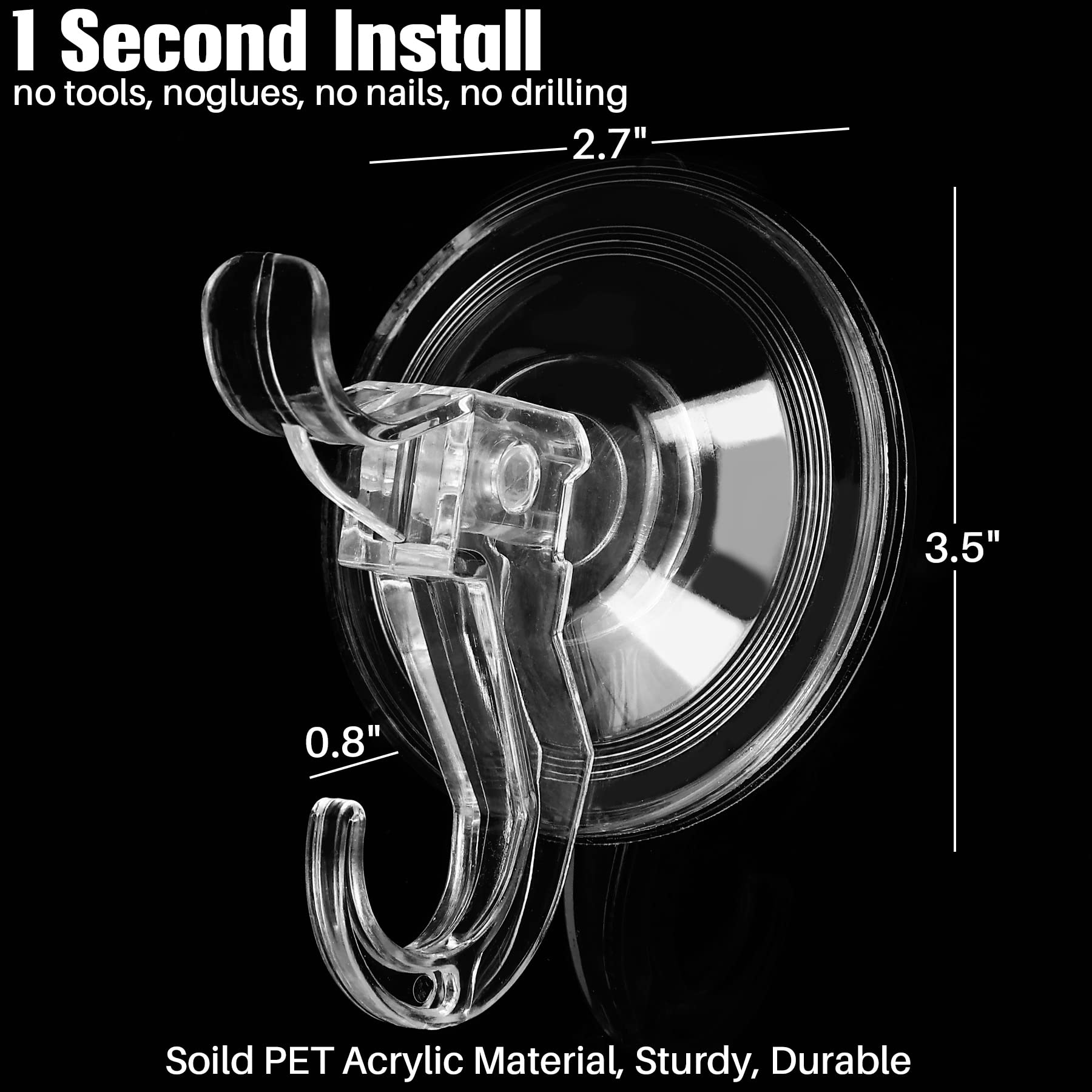 💥ON SALE💥5 Pack Transparent Suction Hooks, 11 lb Strong Hold