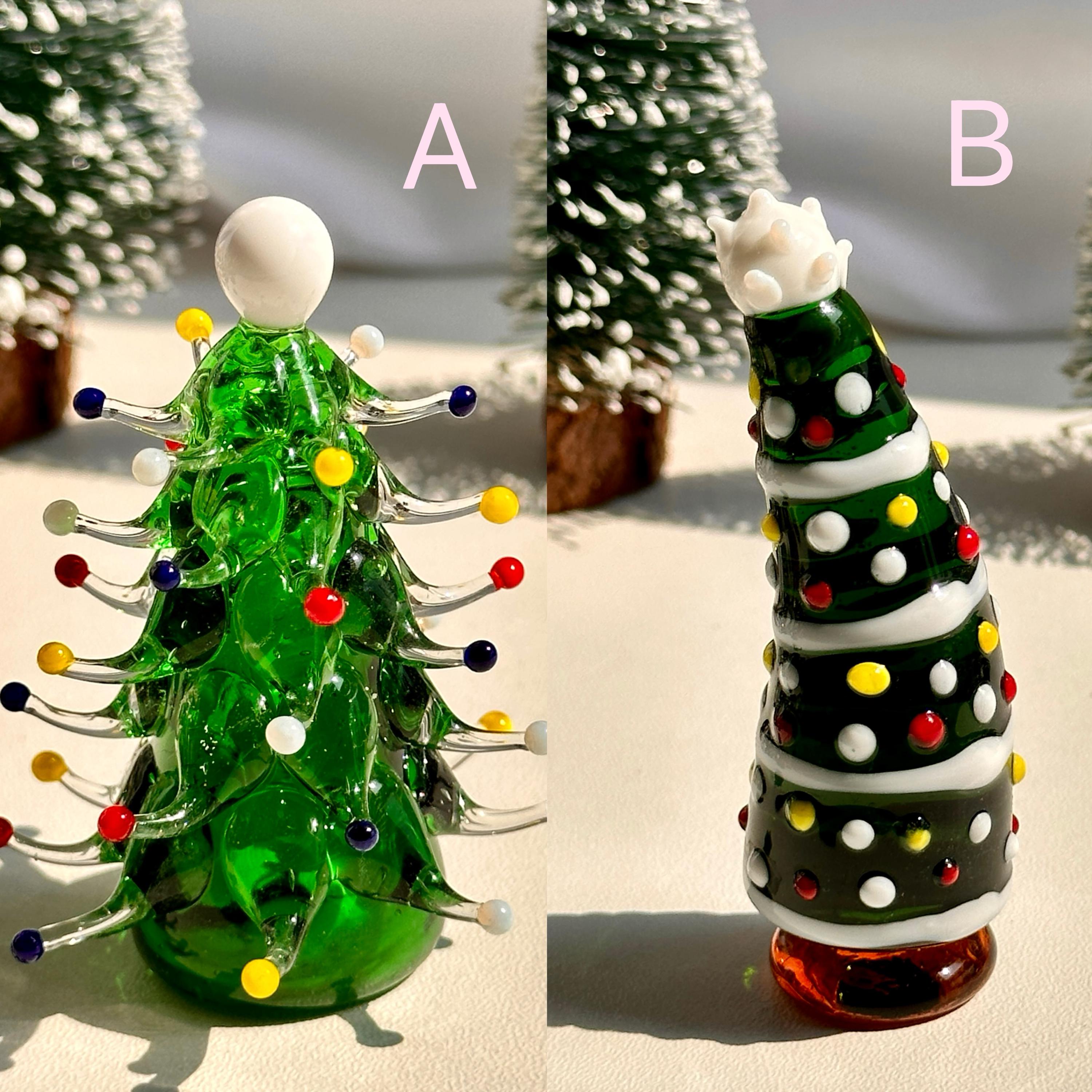 Handmade Lampwork Glass Miniature Christmas Trees