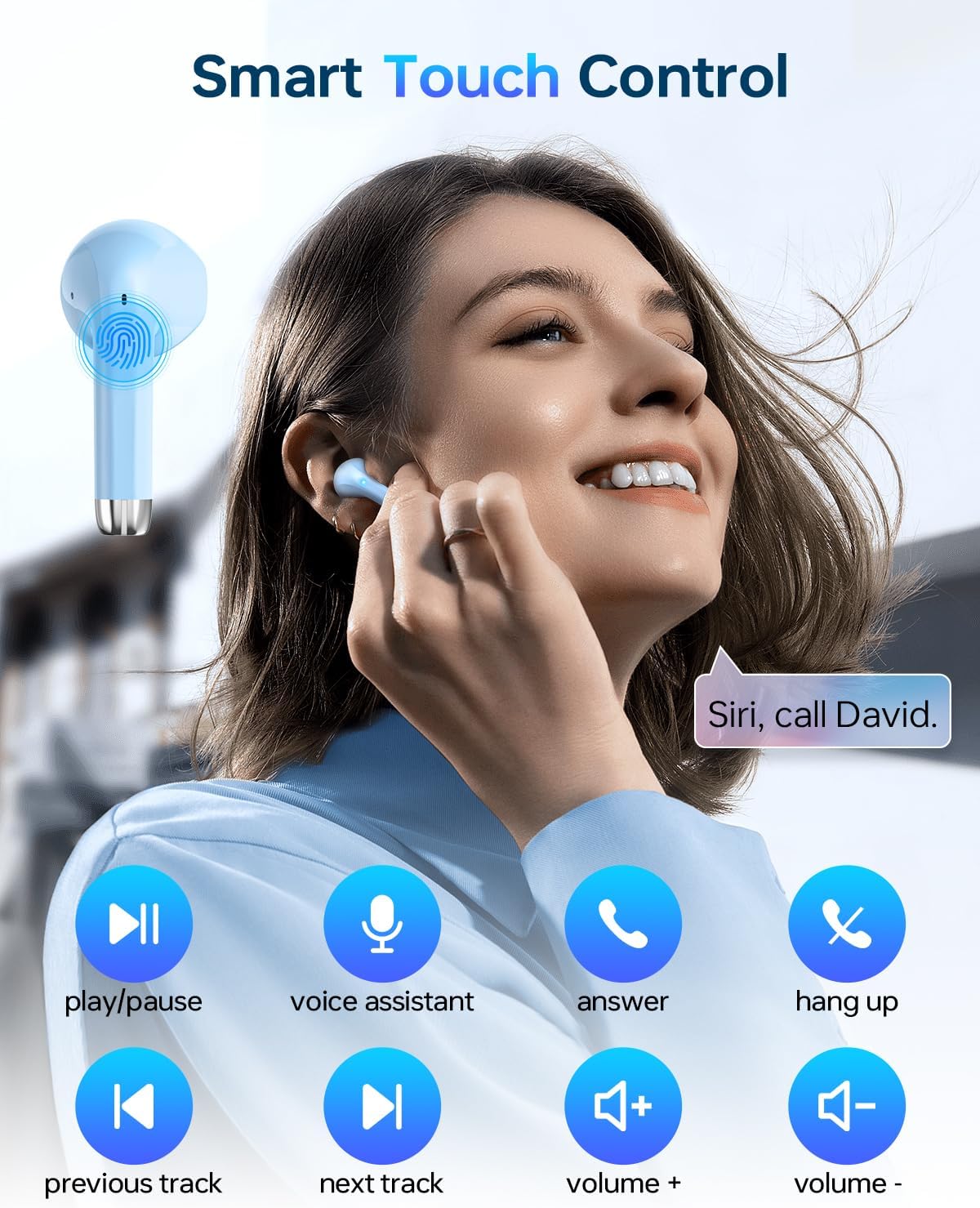 Wireless Earbuds, Bluetooth 5.3 Headphones 40Hrs Playtime with Charging Case, IPX5 Waterproof Stereo in-Ear Earphones with Microphone for iOS Android Cell Phone Sports Workout, Black