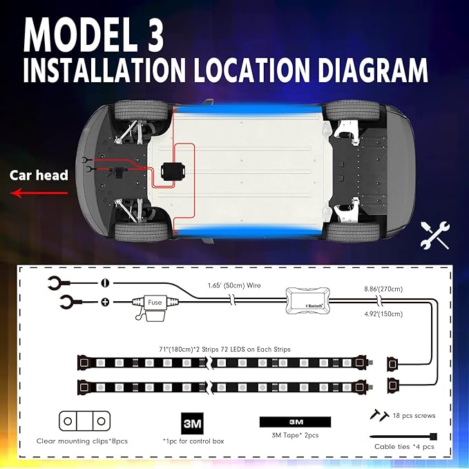 Car Chassis Flexible RGB Waterproof LED Strip Lights