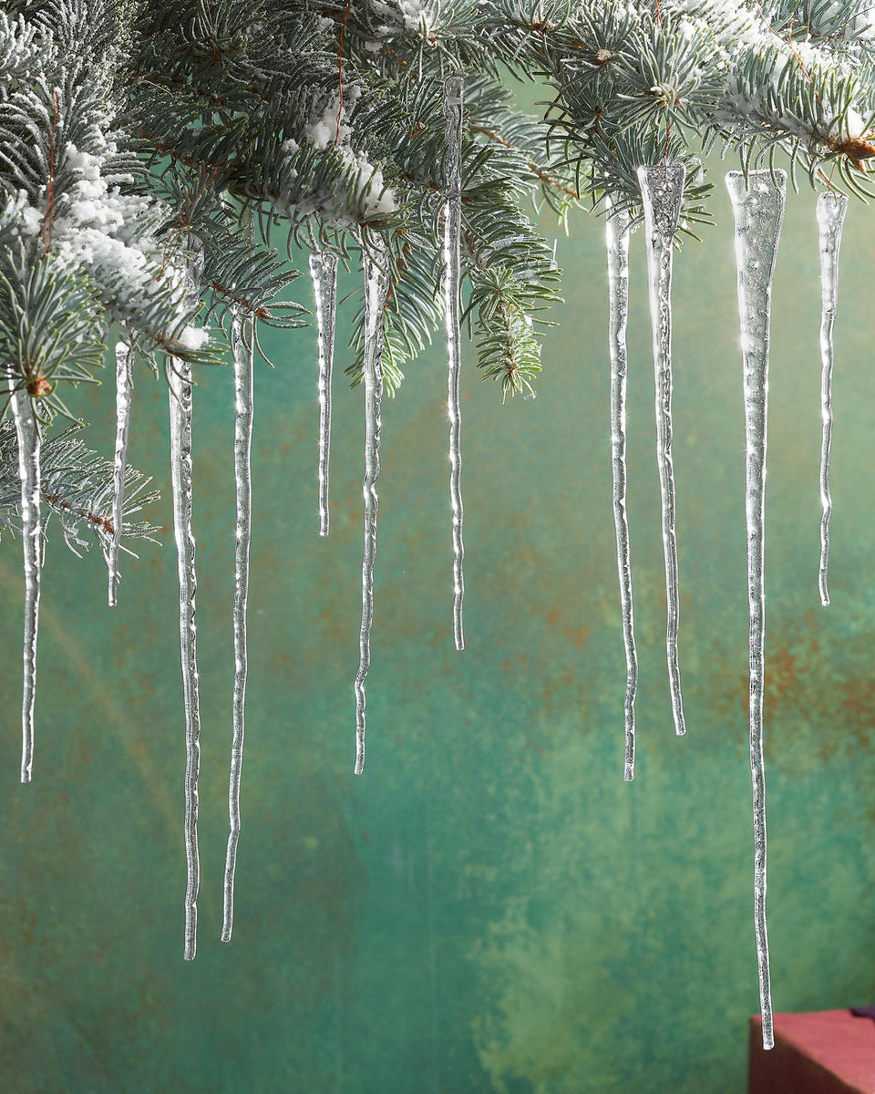🎅2024 Christmas Promos🔥Handblown Glass Icicles Ornaments Glisten So Realistically(Set of 24)