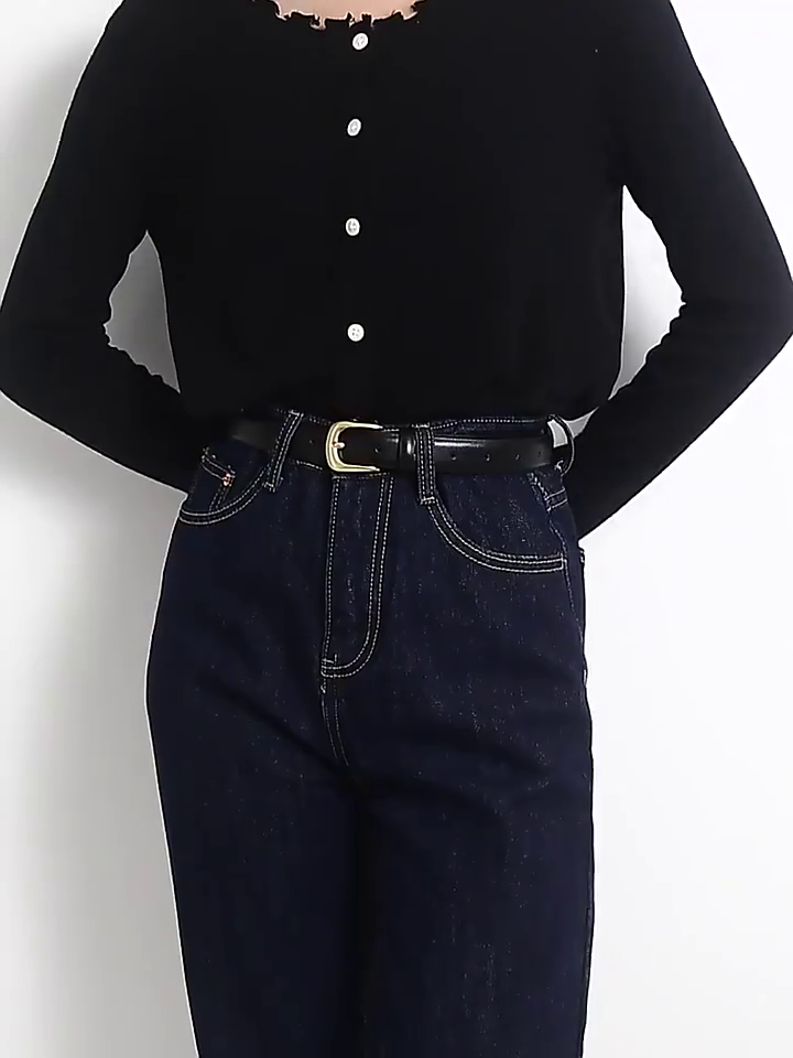 Cuckoo lady retro leather belt cowhide belt square buckle belt