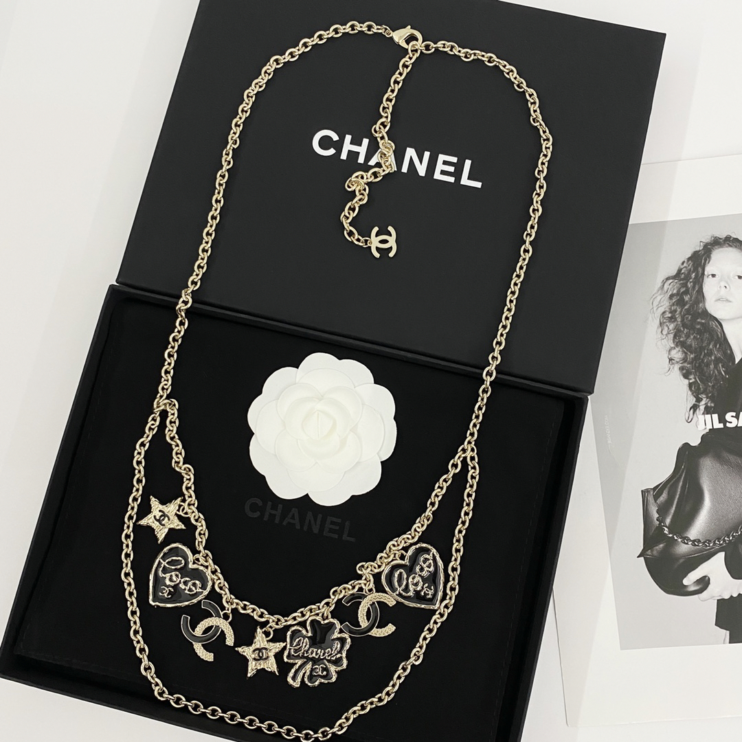 CHAN 24 multi-element black gold lava double-layer chain waist necklace