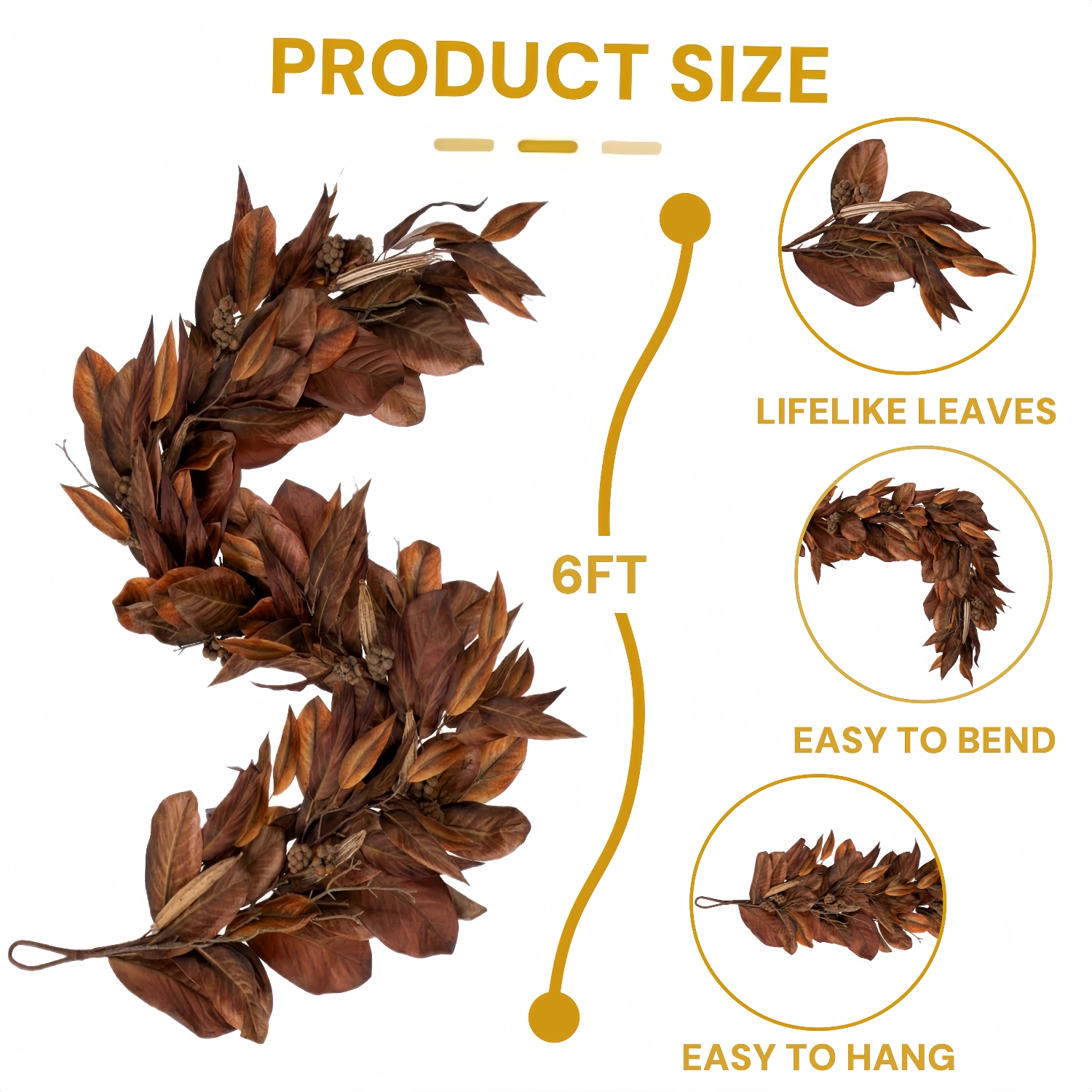 🔥Hot Sale🔥Brown Magnolia Leaf Garland