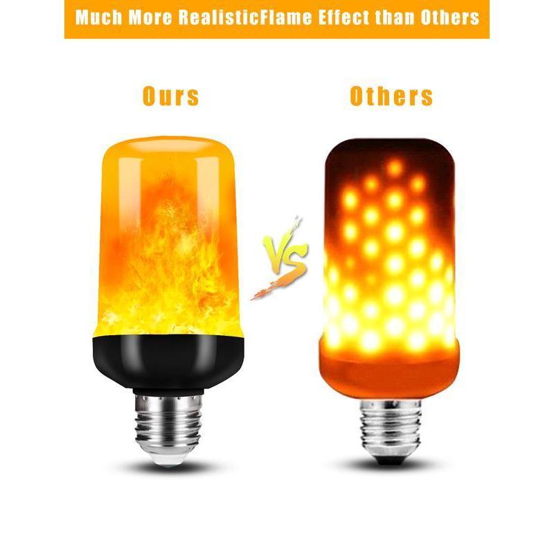 2PCS/SET LED Flame Light Bulbs, 4 Modes Flickering Light Bulbs with Upside Down Effect