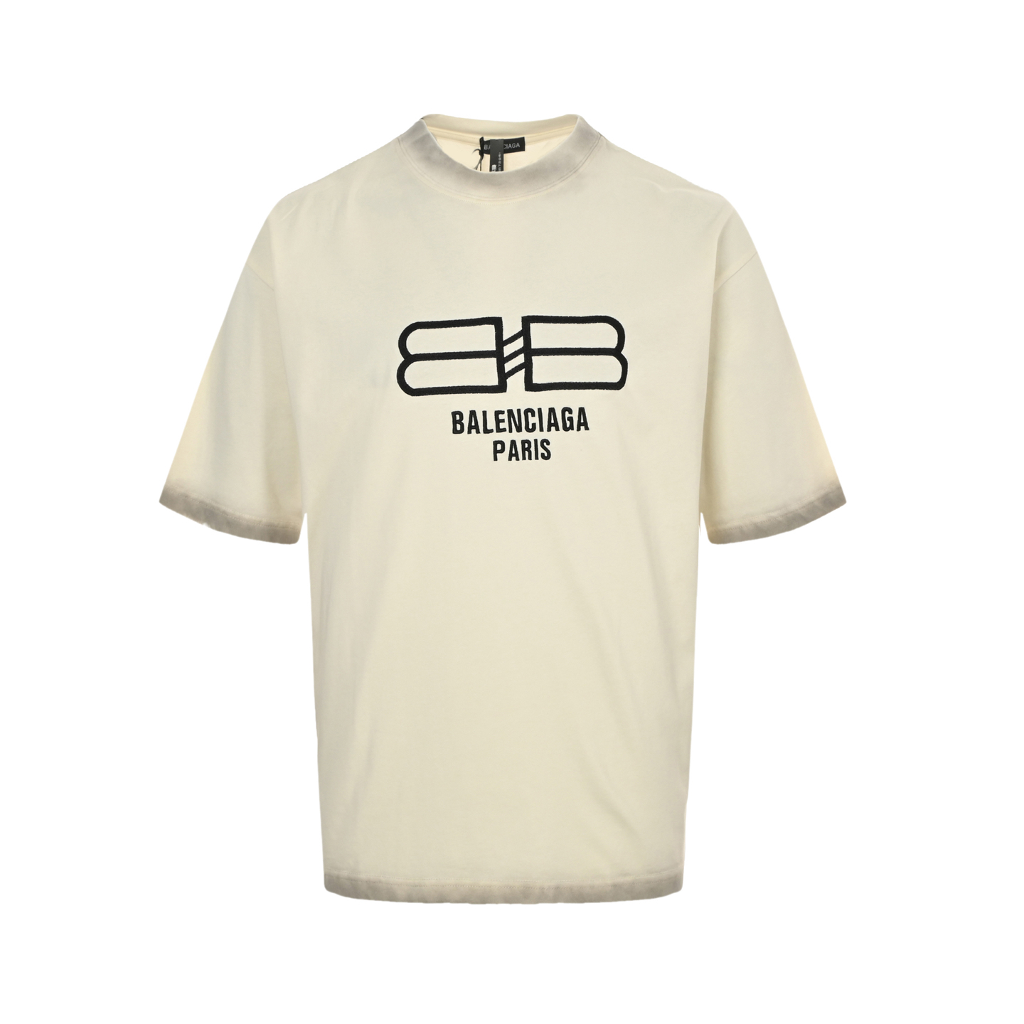 Balenciaga Washed Embroidered Lock Letter Short Sleeve