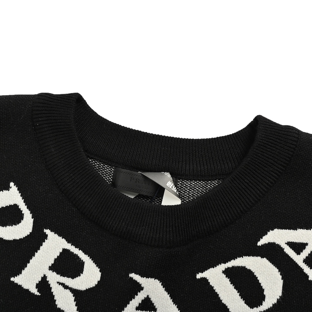 Prada 24Fw jacquard logo crew neck sweater