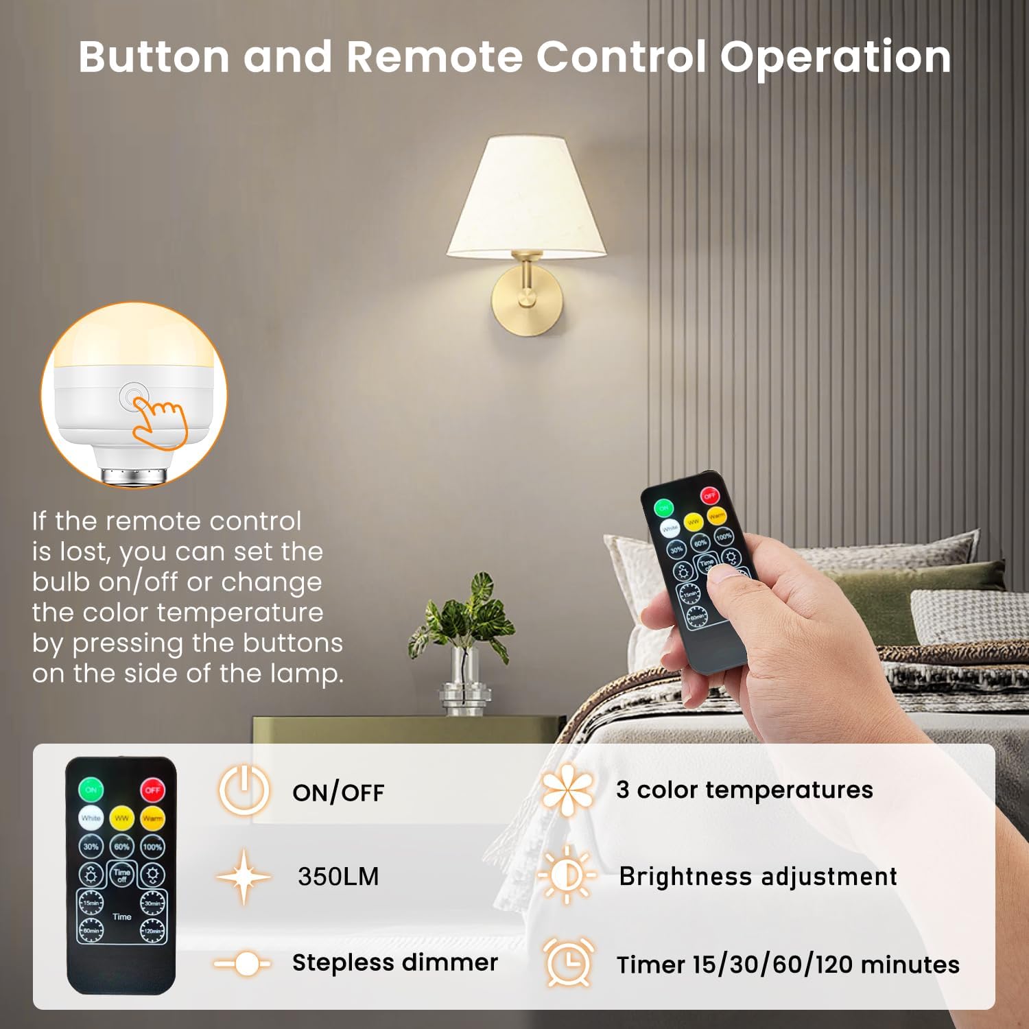 🎄CHRISTMAS ON SALE🔥E26 Rechargeable Light Bulbs with Remote Control Timer