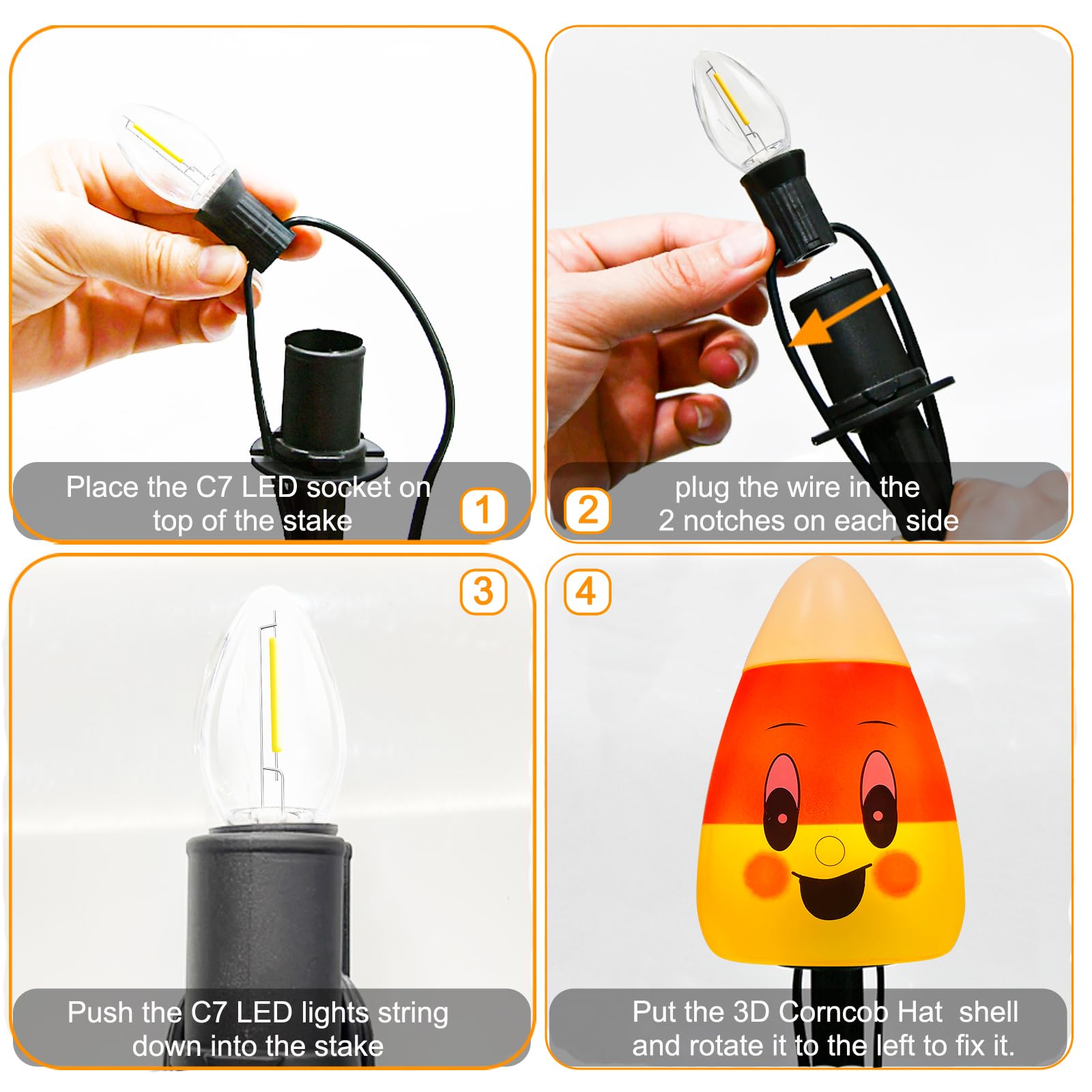 💥ON SALE💥Halloween 3D Candy Corn Pathway Outdoor String Lights, Waterproof🍬✨