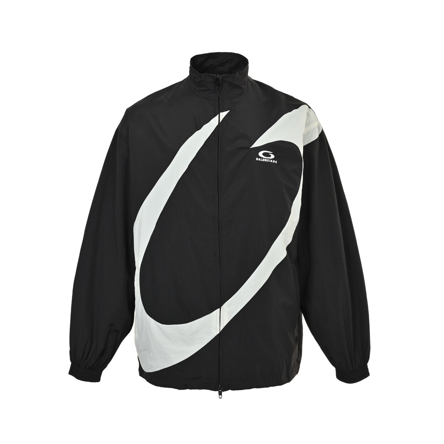 Balenciaga 25Fw large half ring stitching black and white windbreaker jacket