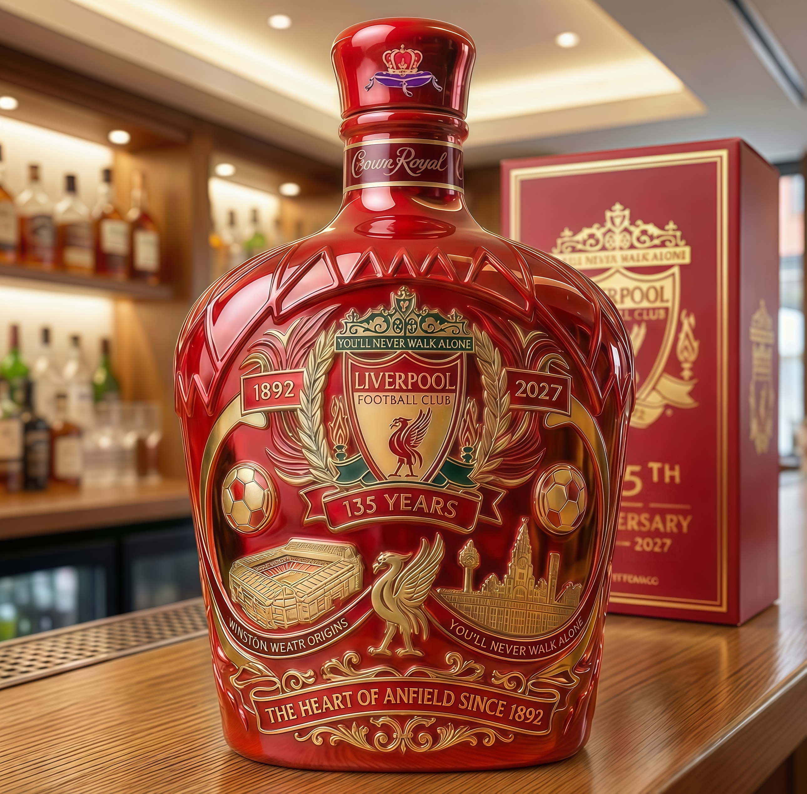 Liverpool FC 135 Years Anniversary Whiskey Bottle