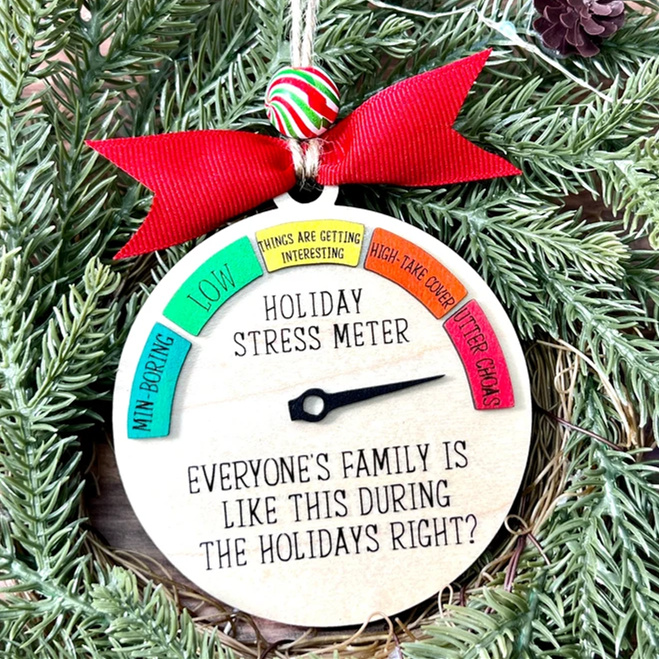 Funny Holiday Stress Meter Ornament