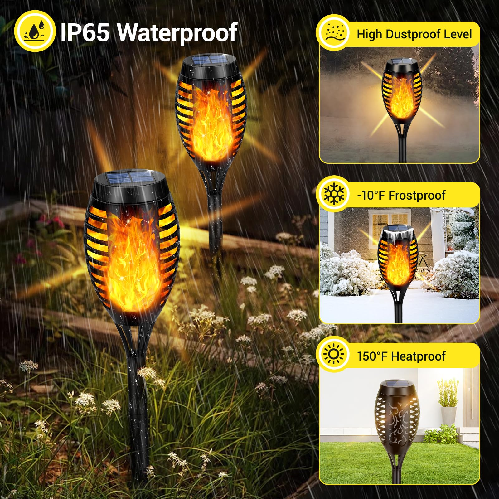 🔥ON SALE - 50% OFF🔥3 Pack Solar Torch Flickering Flame Lights