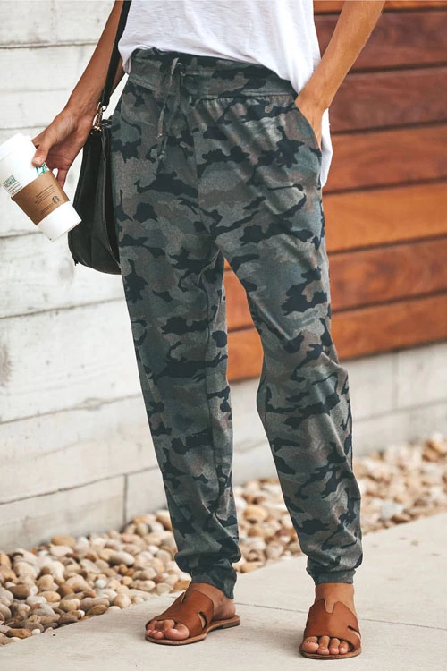 Heididress Casual Pockets Drawstring Camo Joggers