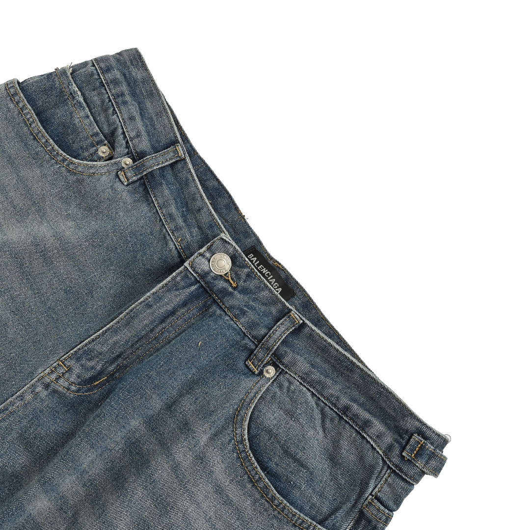 Balenciaga Washed Cut Destroyed Jeans