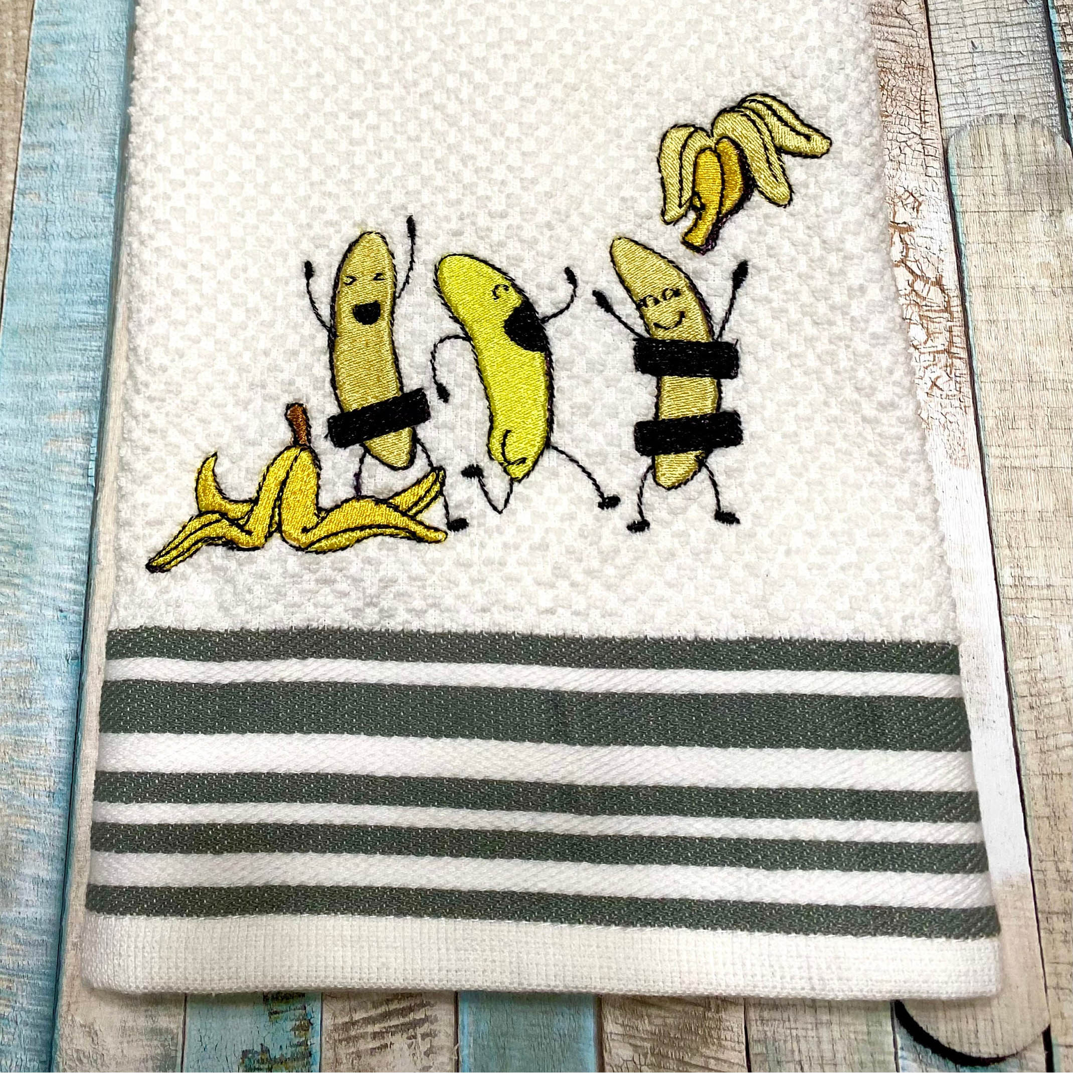 Streaking Bananas Kitchen Towel | Humorous Dish Towels