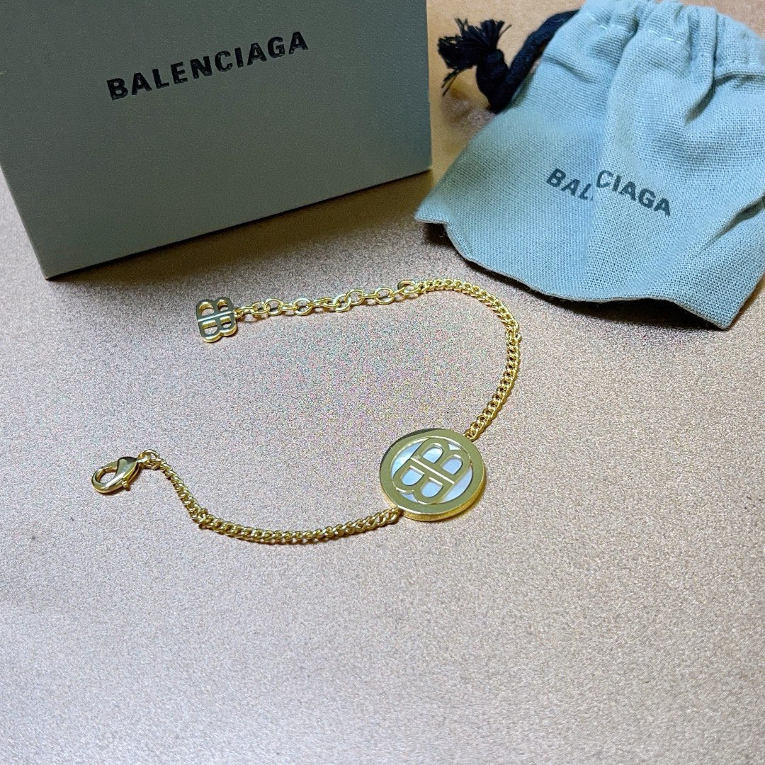 Balenciaga BB Round Gold Bracelet
