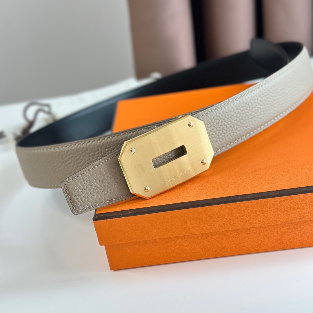 Hermès new double-faced calfskin belt width 3.2CM