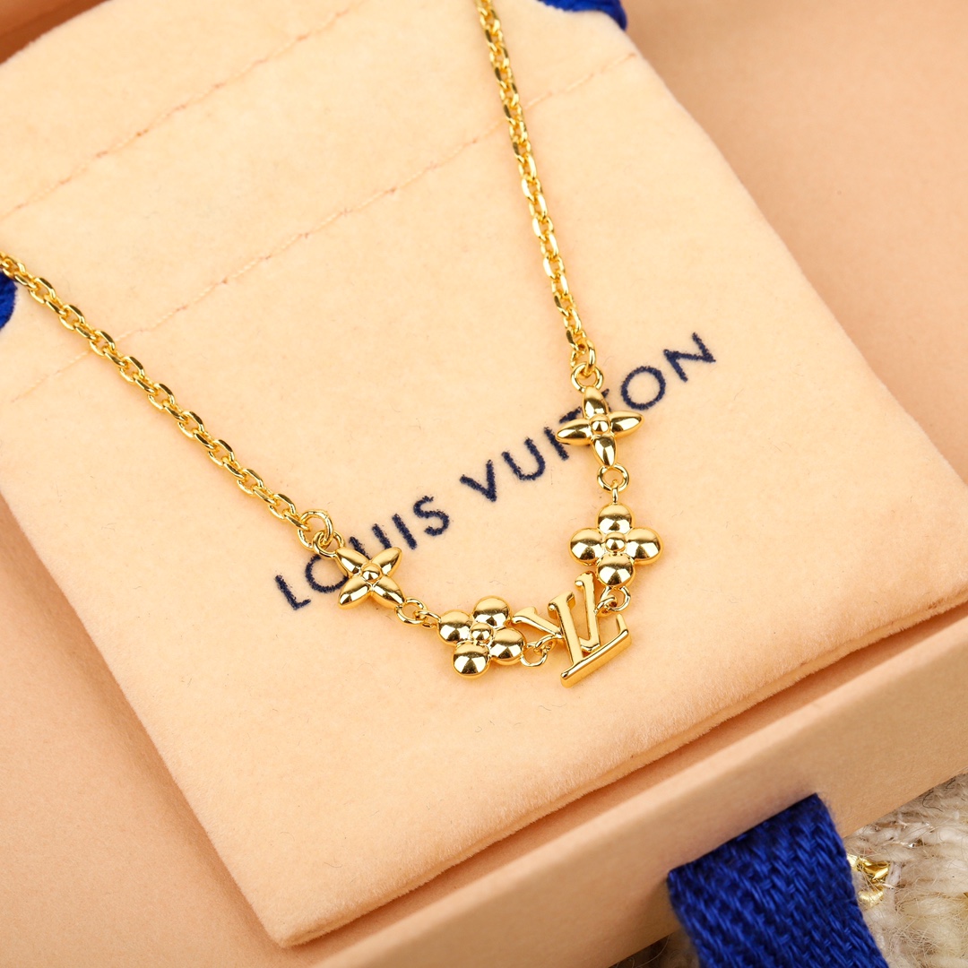Louis Vuitton floral logo necklace