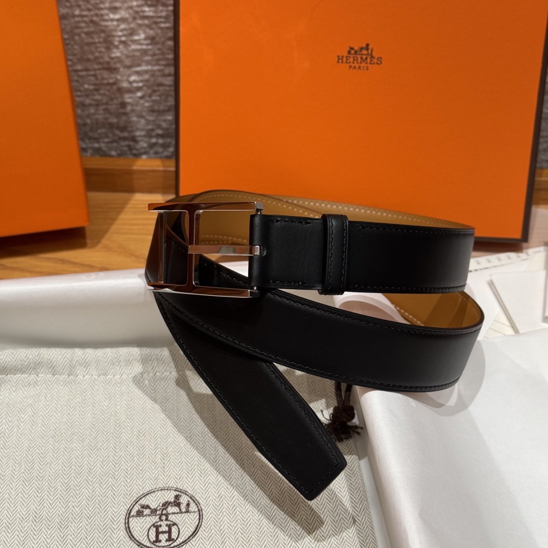 Hermès Top Grain Leather Double-Sided Pin Buckle Belt 3.2cm Width