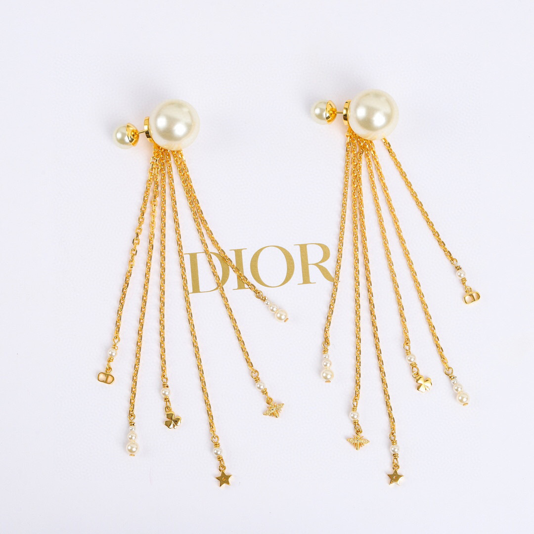Dior Tassel Pearl Earrings