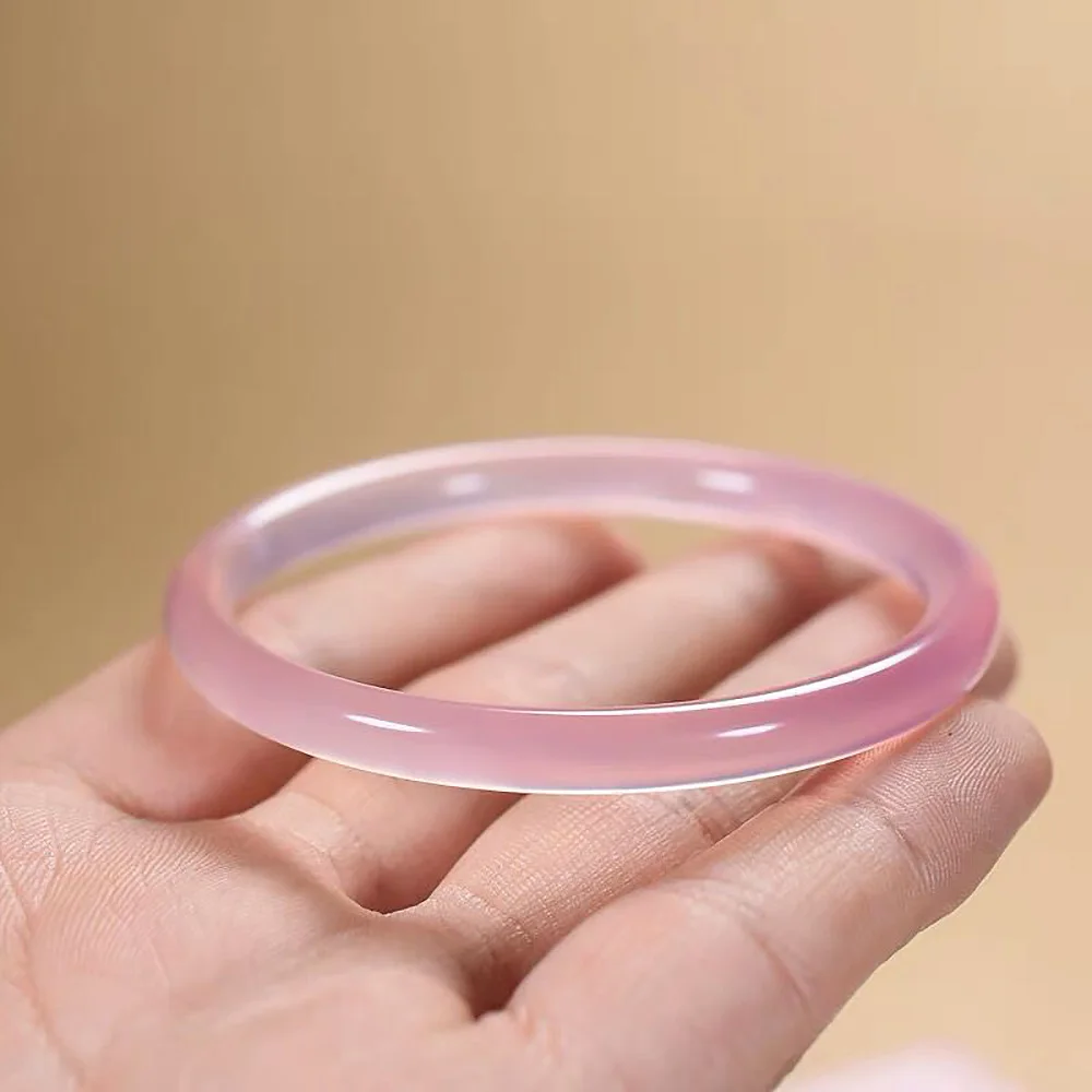 Brazil Pink Natural Jade Women's Bracelets Charm Jadeite 6mm Round Agate Bangle Elegant Fine Jewelry Accessories Ladies Gift