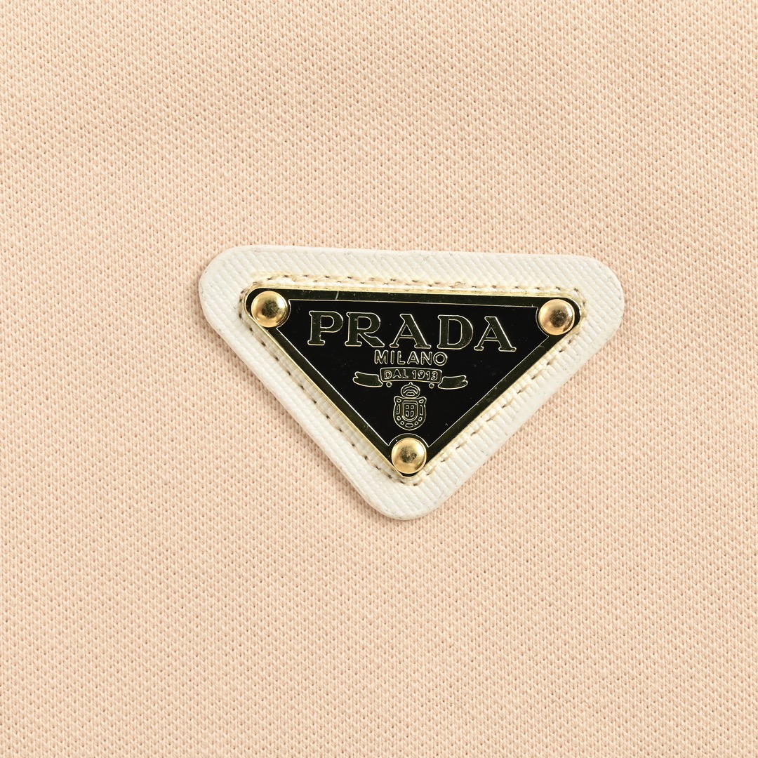 Prada 24ss apricot triangle logo polo short sleeve