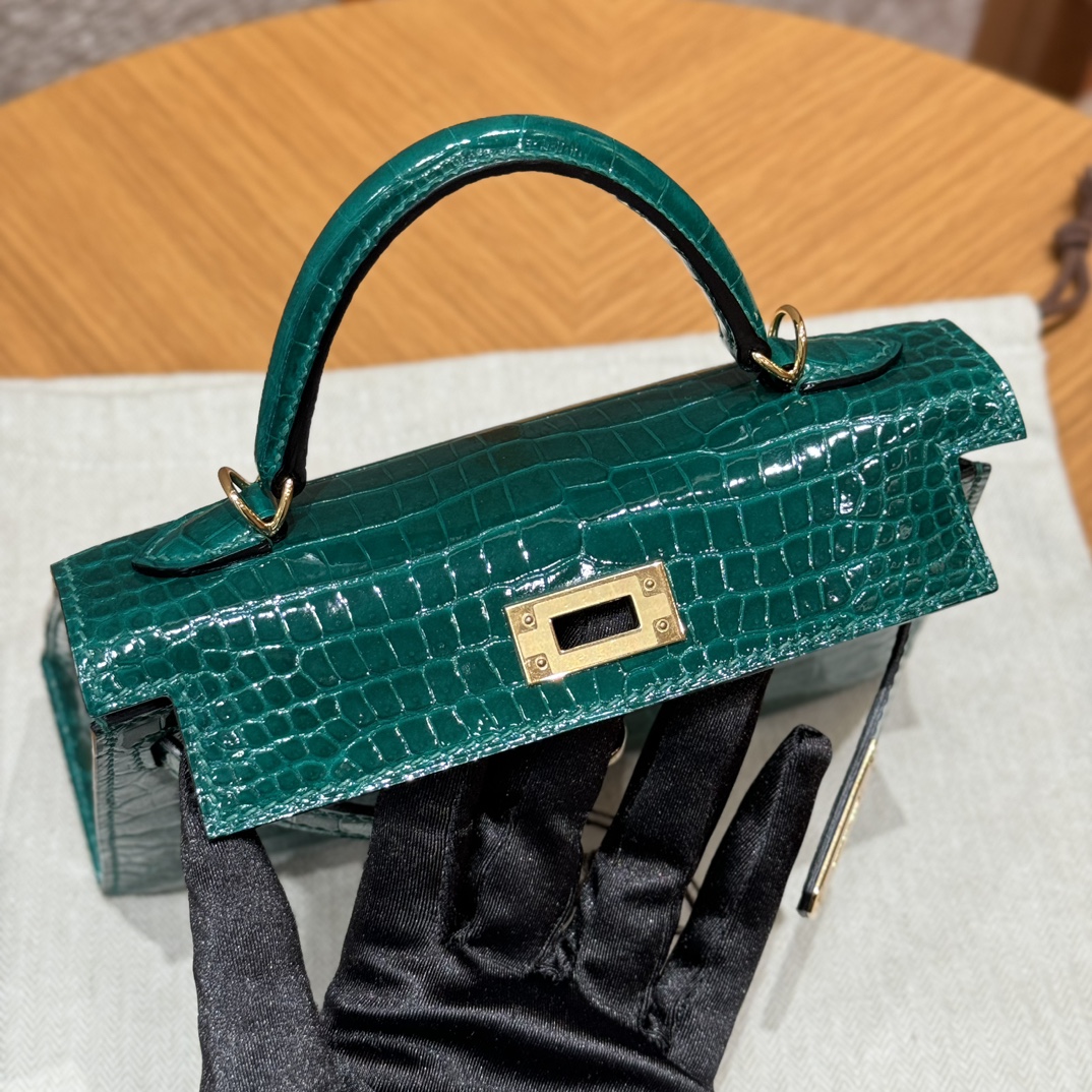 Hermes mini kelly 2 6QVert Emeraude handbag (handmade to order)