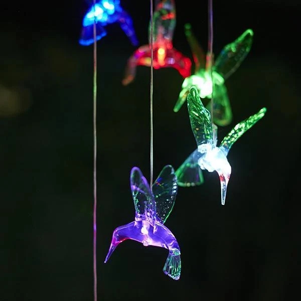 Solar-Powered Dangling Hummingbird Lights