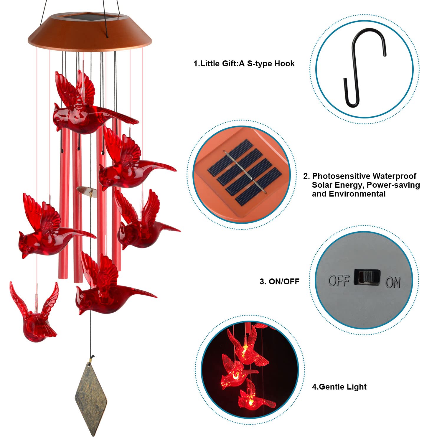 🔥On Sale 49% OFF🔥Solar Cardinals Wind Chimes