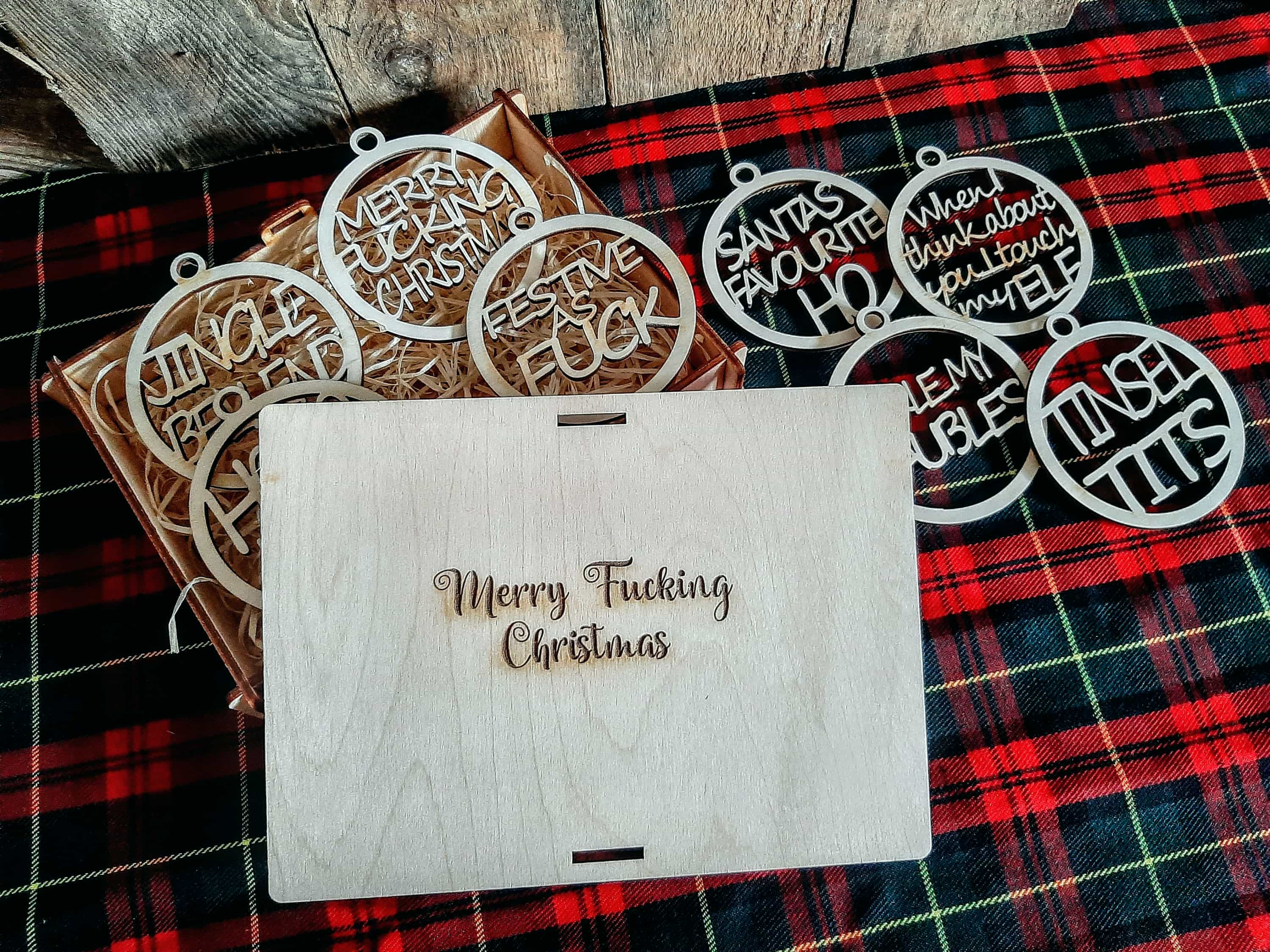 Set of Rude, funny tree decorations | Novel Christmas decorations in box