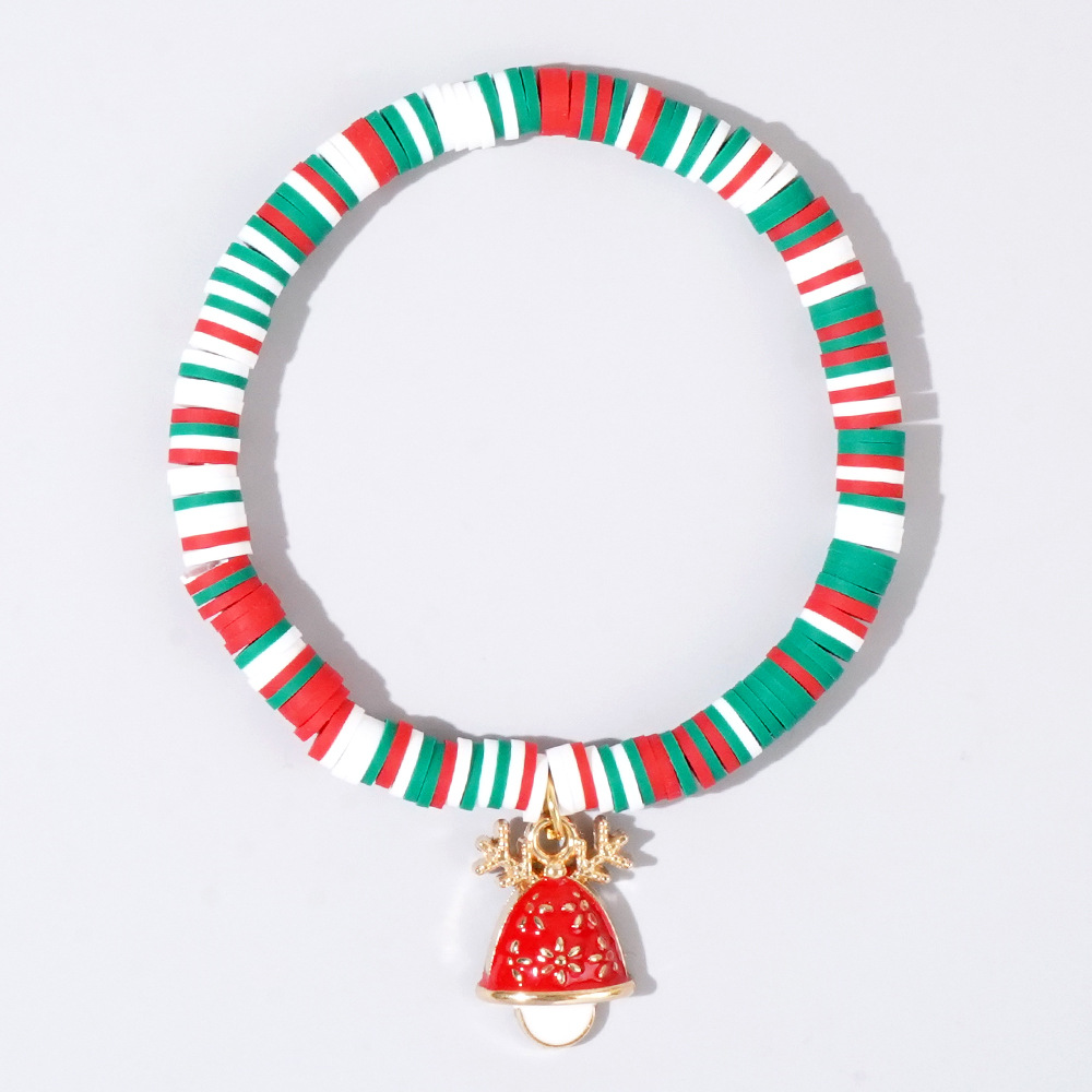 Christmas hand colored polymer clay beaded bracelet set gift