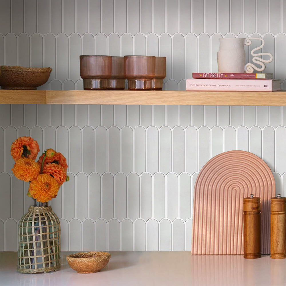 3D Mist Gray Fish Scale Peel and Stick Wall Tile
