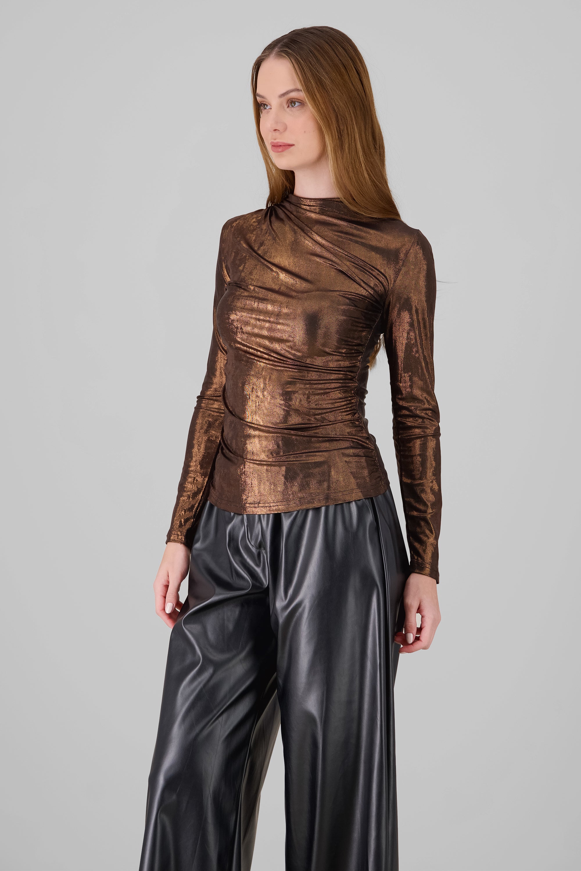 Metallic Long Sleeve Blouse