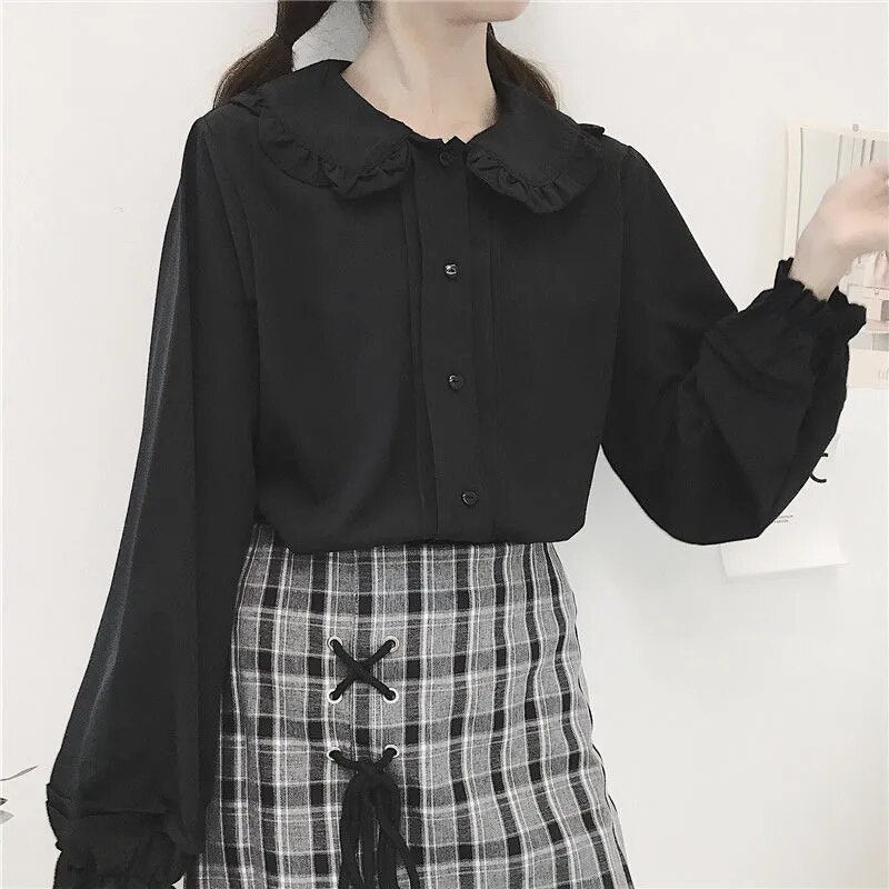 Kawaii Long Sleeve Peter Pan Collar Blouse