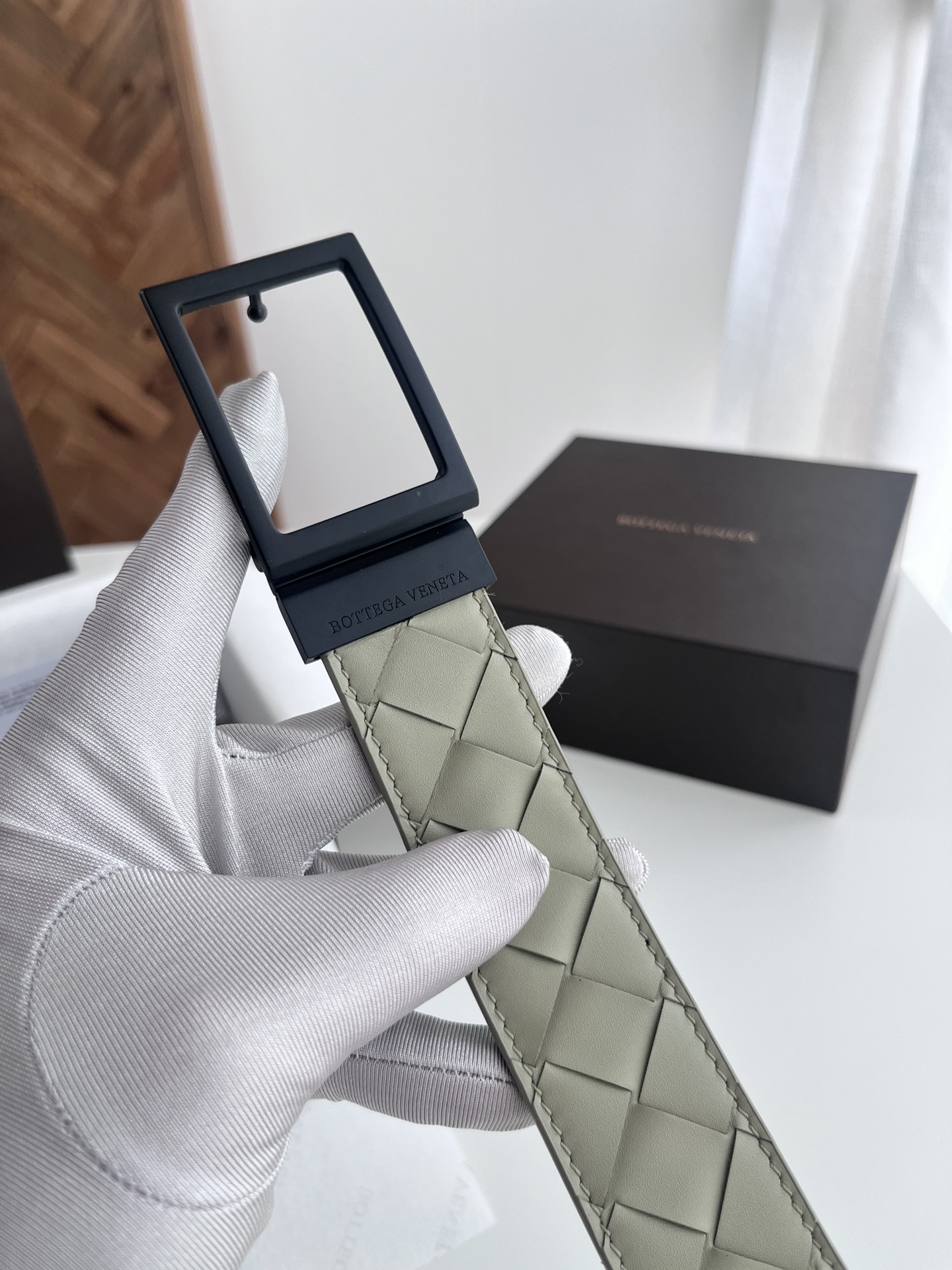 Bottega Veneta intreccio woven leather belt, 3.5cm wide