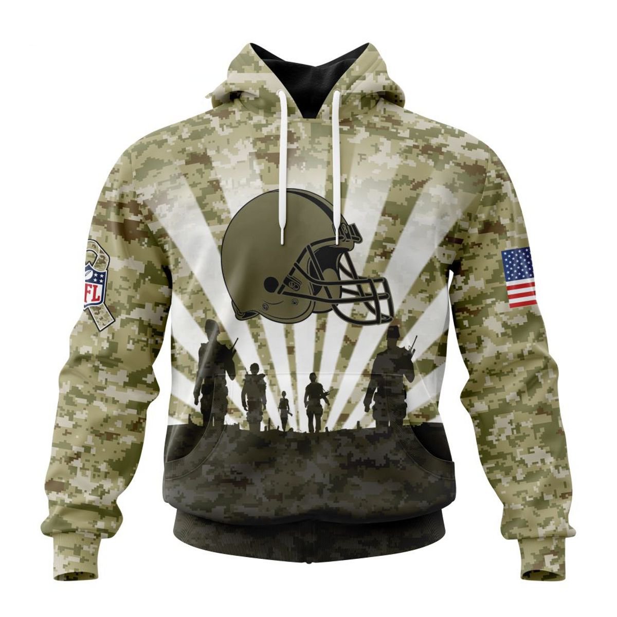 CLEVELAND BROWNS 3D HOODIE HONOR VETERANS