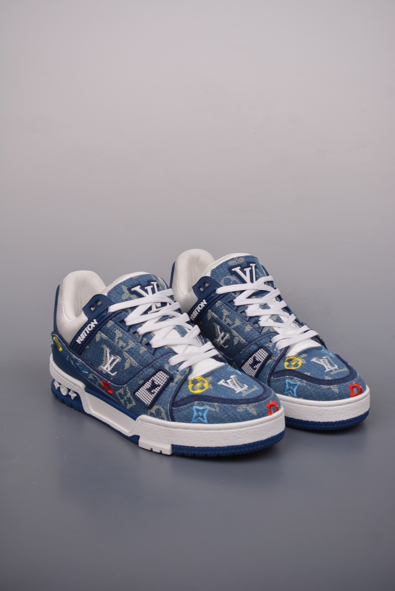 Louis Vuitton Trainer Sneaker Low Denim Blue Jacquard 1A7S51
