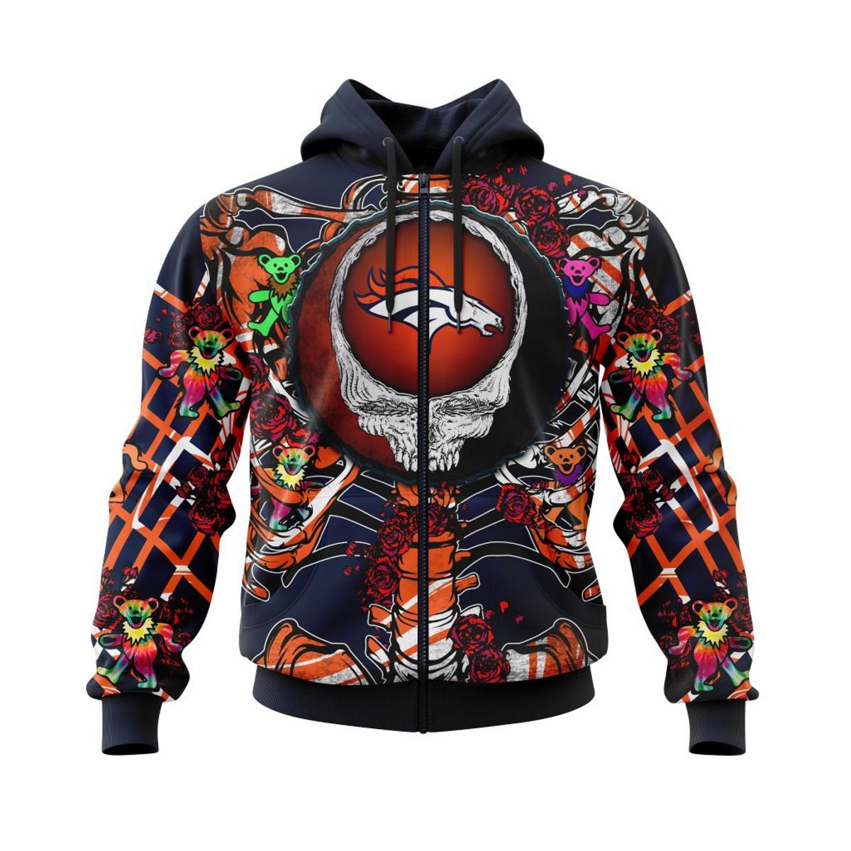 DENVER BRONCOS 3D HOODIE MIX GRATEFUL DEAD