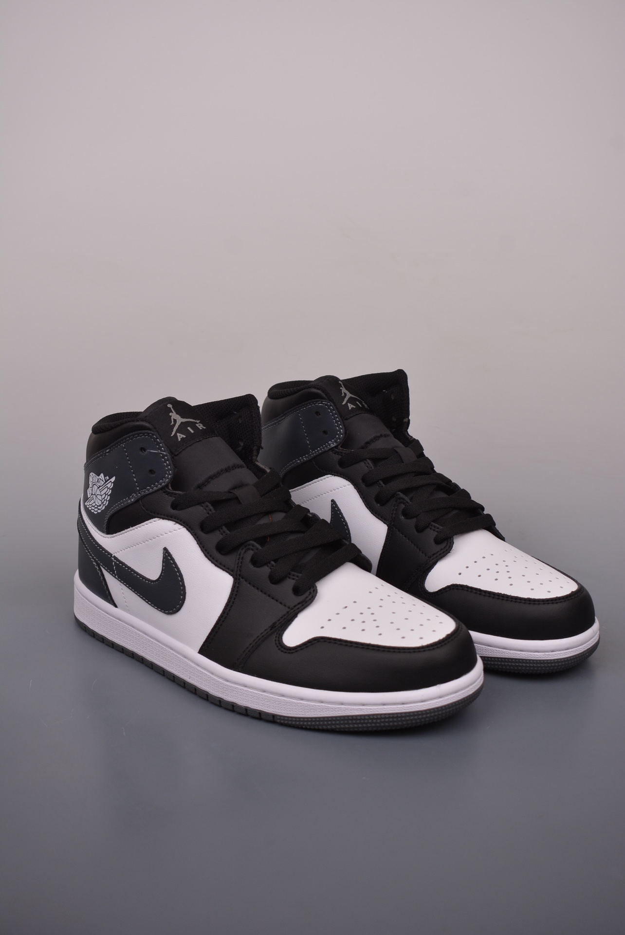 Air Jordan 1 Mid Grey and Black Panda Toe