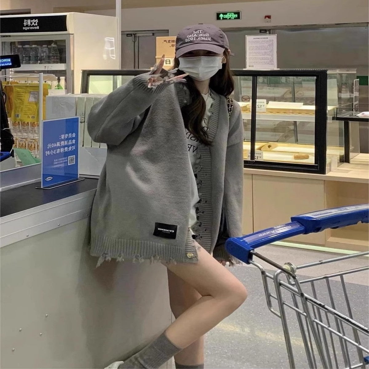V-Neck Knitted Cardigan Sweater Coat for Women