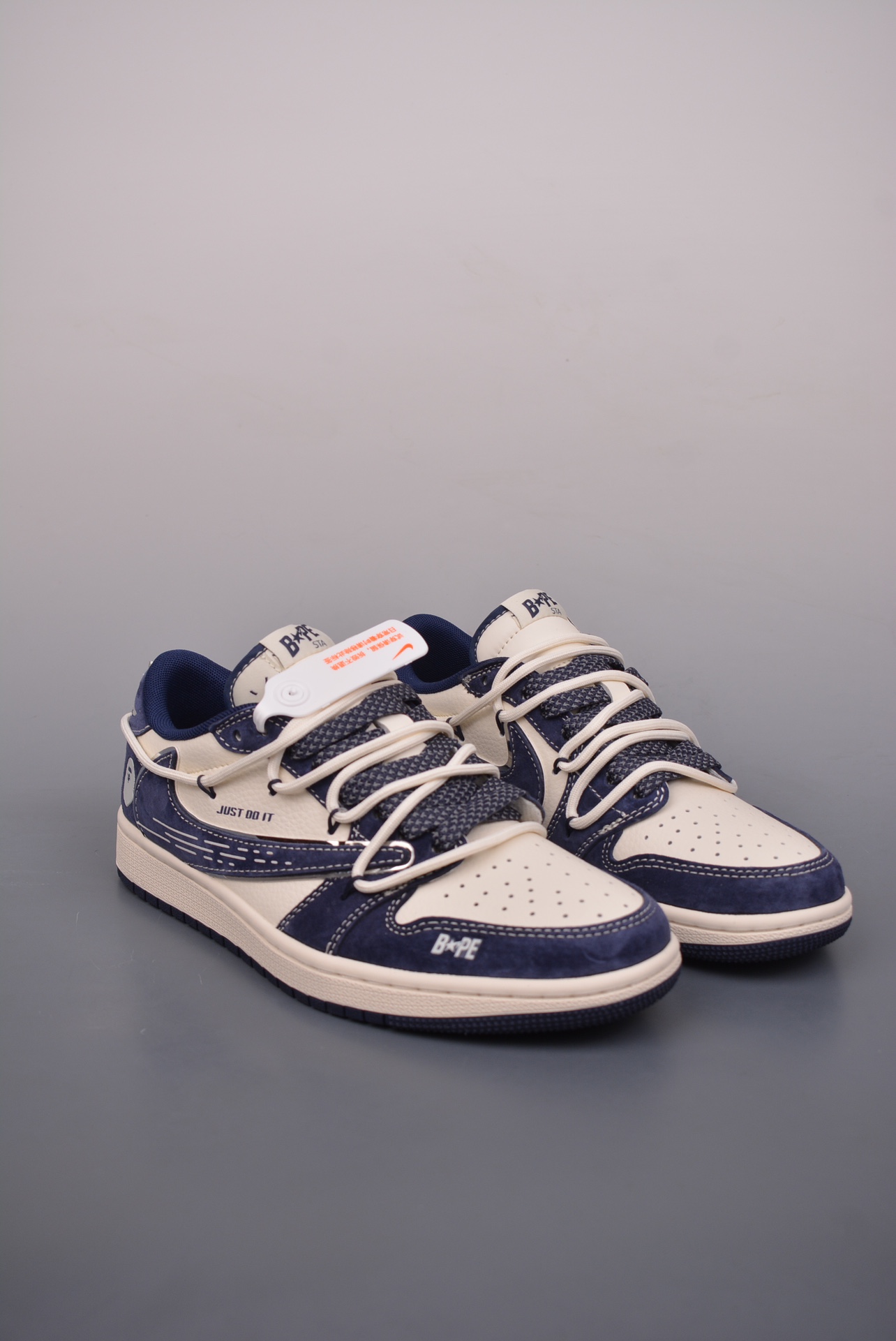 BAPE x Travis Scott x Nike Air Jordan 1 Low OG SP Beige Blue XS3186-201
