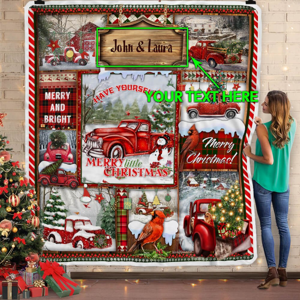 Personalized Pickup Truck Christmas Sofa Throw Blanket