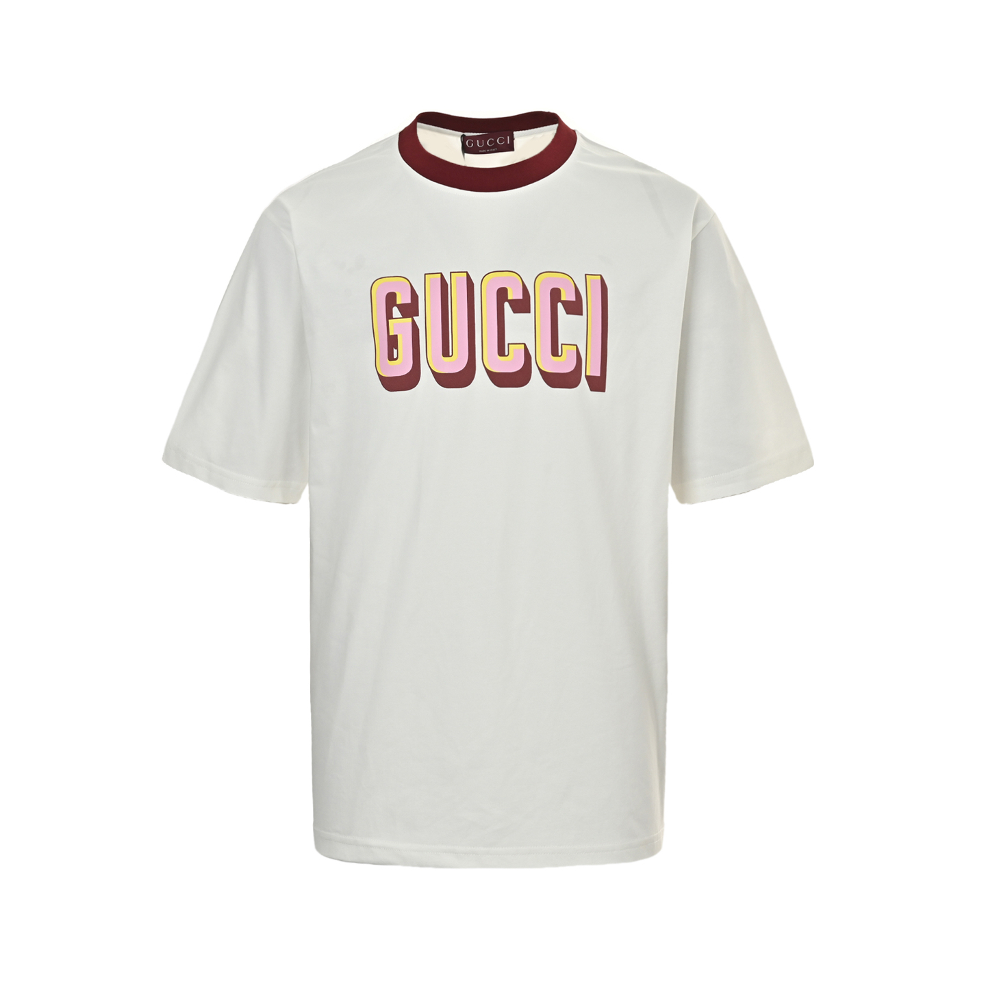Gucci 25ss contrast neckline foam print short sleeves