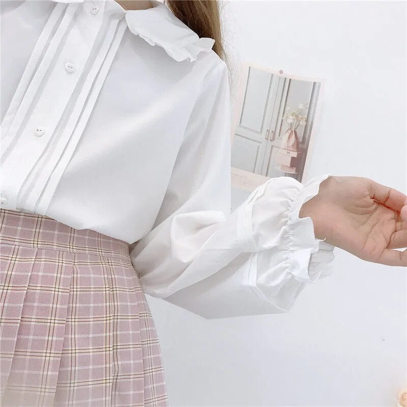 Kawaii Long Sleeve Peter Pan Collar Blouse