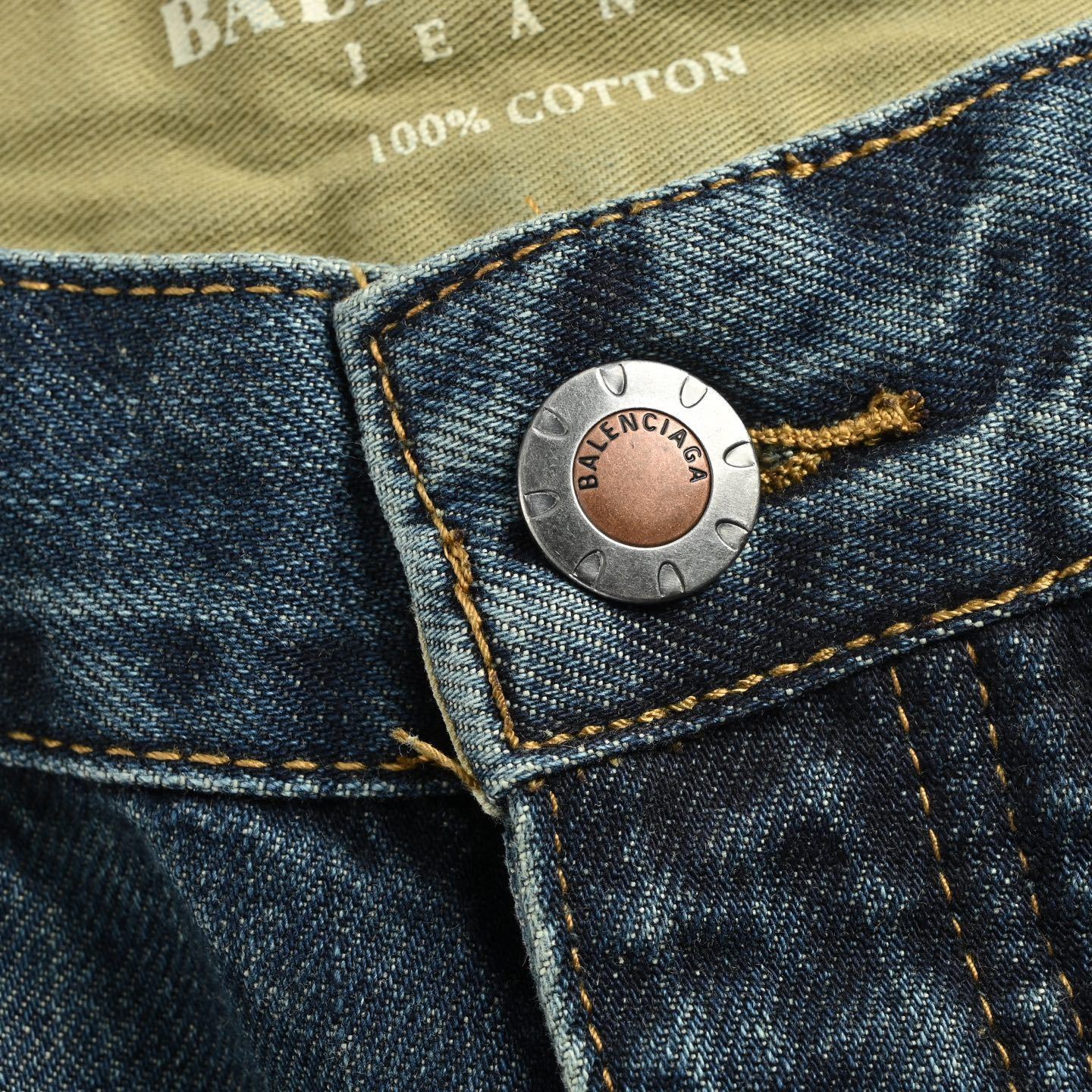 Balenciaga 25ss pocket embroidery washed and distressed straight-leg loose-fit jeans