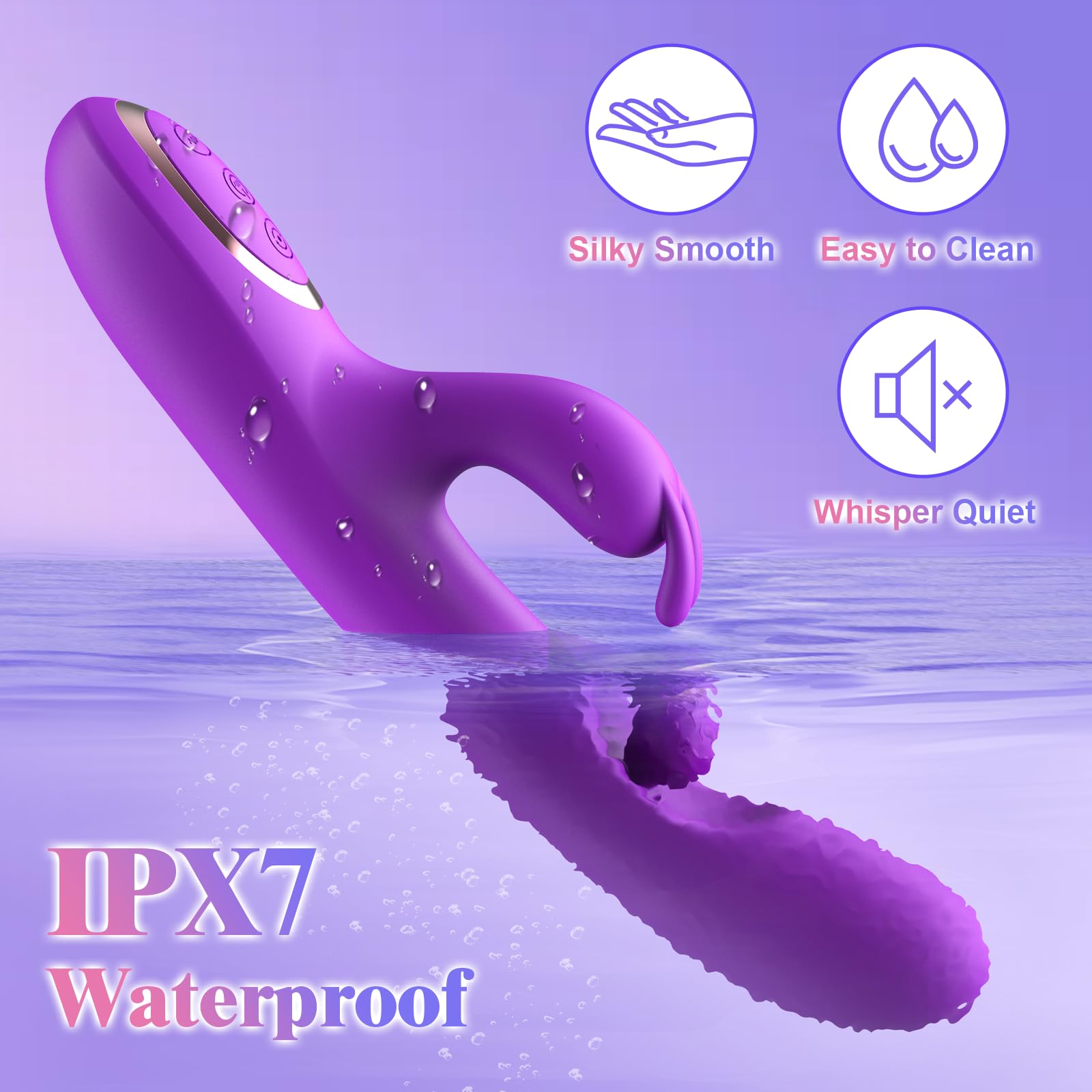 3-in-1 Rotating Rabbit Vibrator – G Spot, Clit & A-Spot Stimulation with 24 Custom Modes