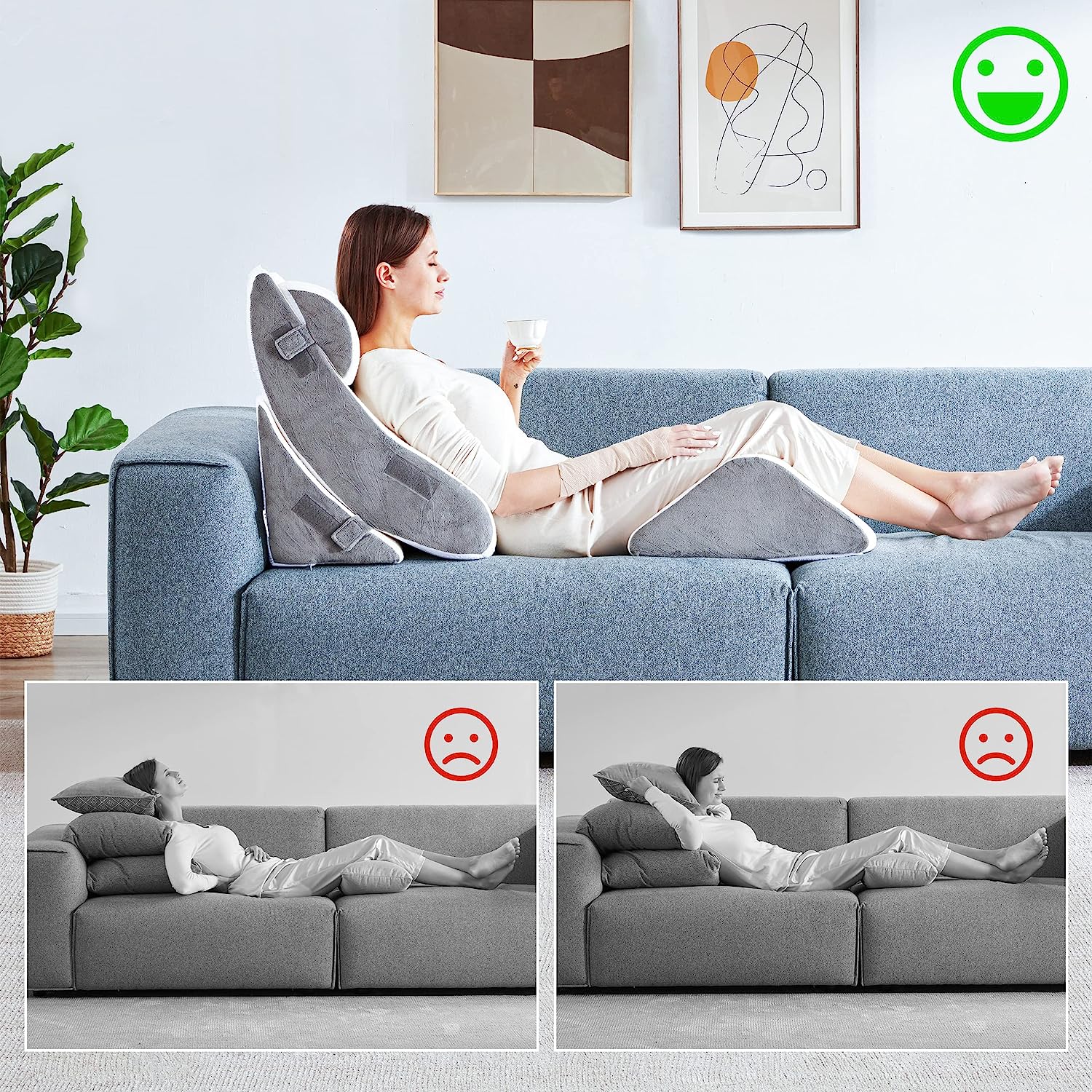 Kingfun 4pcs Orthopedic Bed Wedge Pillow Set